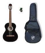 FONSECA 25 NEGRO PACK <br/>Guitarra clásica Estudio con funda y afinador en Oferta