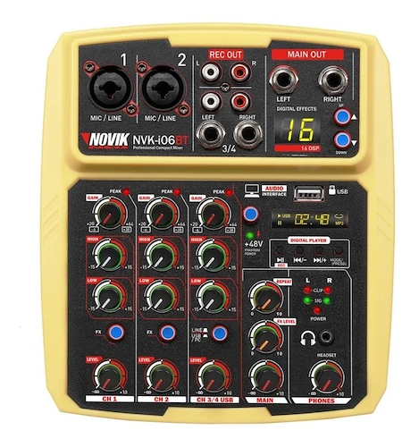 NOVIK NVK-i06BT Mixer compacto 6 CH AMARILLO - $ 120.599