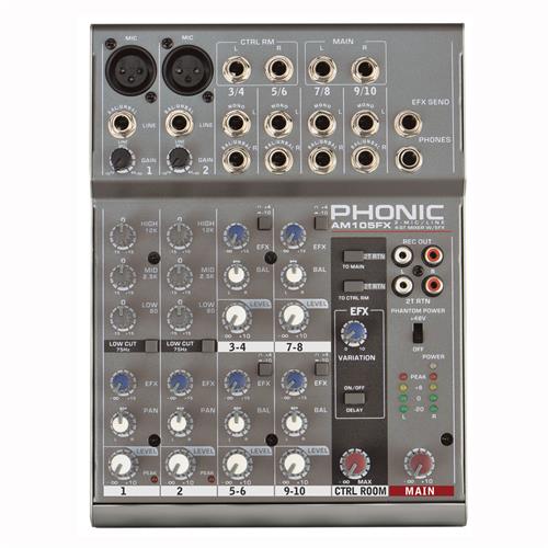 PHONIC AM105FX Mixer 2 Mic/Linea + 4St, Phantonm Multiefecto - $ 177.606