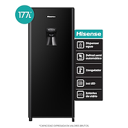 HISENSE RL230WB4AU HELADERA 1 PUERTA 177L DISPENSER NEGRA A+