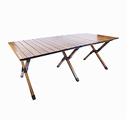 KUSHIRO FMCI-ENAL MESA DE CAMPING ENROLLABLE DE ALUMINIO SIMIL MADERA