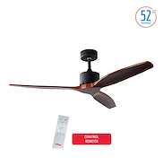 LILIANA VTHM600 VENTILADOR DE TECHO 3 ASPAS DE MADERA 1.32M, 40W C.REM.TIMER