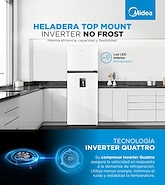 MIDEA MDRT580MTE01ADW HELADERA NO FROST INVERTER TOP MOUNT 412L BLANCA