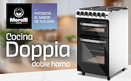 MORELLI DOPPIA 550 18011 COCINA 55CM DOBLE HORNO GAS/ELECTRICO PIZERO REFRAC. LUZ REJ