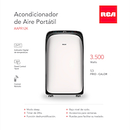RCA AAPR12K AIRE ACONDICIONADO PORTATIL 3.5KW 3010 FRIG F/C