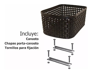 Canasto Plastico Trasero Rectangular, color Negro