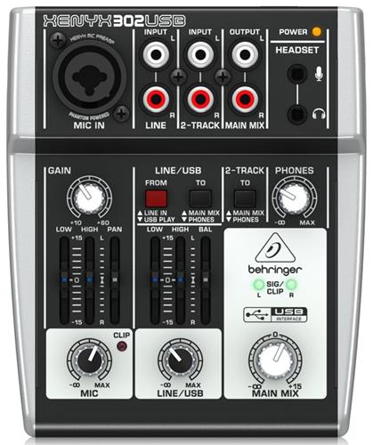 Consola Mixer 1 Canal Balanceado con Phantom - Interface BEHRINGER XENYX 302USB