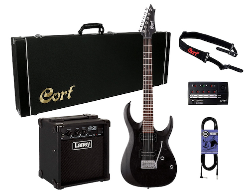 Pack Guitarra X100+Estuche+Cable+Correa+Afin+Laney lx10 CORT PACK-X100-OPBK