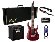 Pack Guitarra X100+Estuche+Cable+Correa+Afin+Laney lx10 CORT PACK-X100-OPBC