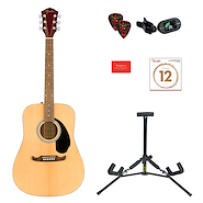 Guitarra Acustica PACK Afinador-Cuerdas-Soporte-Pua FENDER FA-125