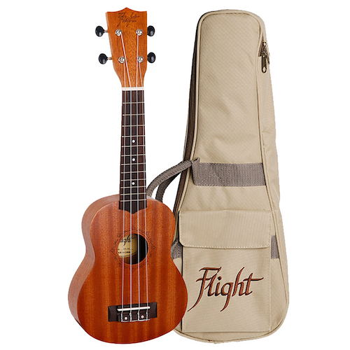 Ukelele Soprano Sapele con Funda Profesional FLIGHT NUS310