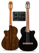 Guitarra Clasica Electrocriolla sin Boca c/corte c/Fishman LA ALPUJARRA 300KINKN NEGRA BRILL