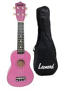 Ukelele Estudio Iniciación Soprano C/Funda Rosa LEONARD UK5PK