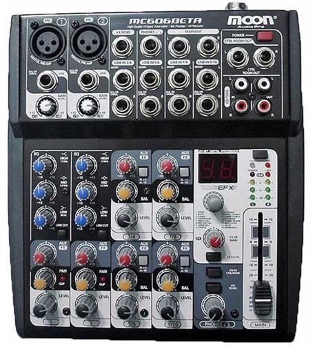 Consola Mixer de 6 canales 2M con XLR balanceado + 4ST MOON MC606BETA