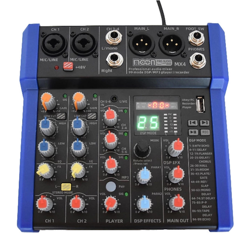 Consola Mixer 4 Canales c/Efectos Usb Phantom BT MOON MX4