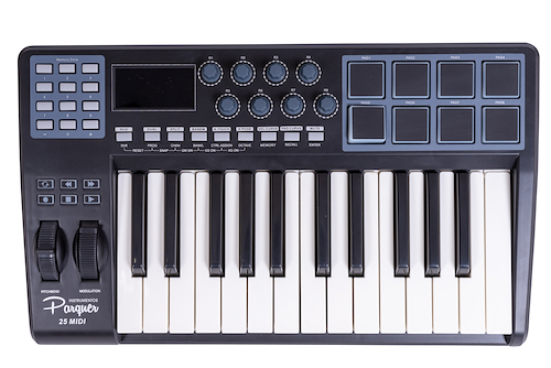 Controlador Midi 25 Teclas 8 Pads Lcd PARQUER 25 MIDI