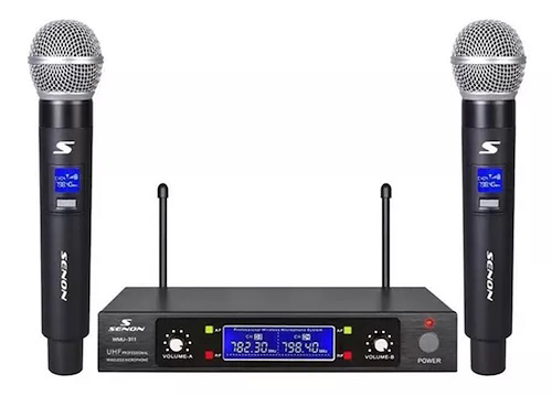 Microfono Inalambrico Doble de Mano UHF Pantalla Digital SENON WMU311