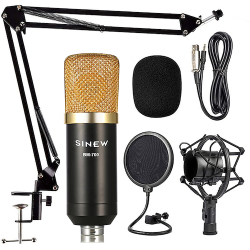 Microfono Condenser con Araña, PopFilter, Brazo y Cable SINEW BM-700B SET