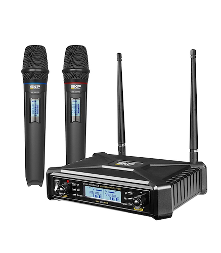 Microfono Inalámbrico Doble de Mano UHF Digital Profesional SKP UHF-600 PRO