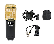 Microfono Condenser con Araña, Rompeviento y Cable VENETIAN S-2000 BK