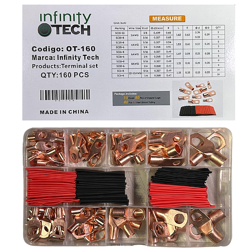 Infinity Tech Kit Terminales Cobre Set De 80 Piezas - $ 18.635
