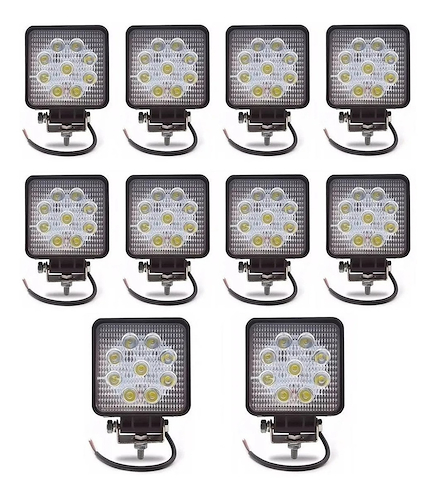 Infinity Tech X10 Faro Led 9 Auxiliar Cuadrados 27W Camión 10 Faro Led 9 Auxiliar Cuadrados 27W Camión Tractor Agricola - $ 83.829