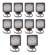 Infinity Tech X10 Faro Led 9 Auxiliar Cuadrados 27W Camión 10 Faro Led 9 Auxiliar Cuadrados 27W Camión Tractor Agricola