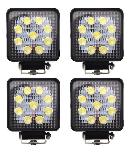 Infinity Tech X4 Faro Led 9 Auxiliar Cuadrados 27W Camión 4 Faro Led 9 Auxiliar Cuadrados 27W Camión Tractor Agricola - $ 33.531