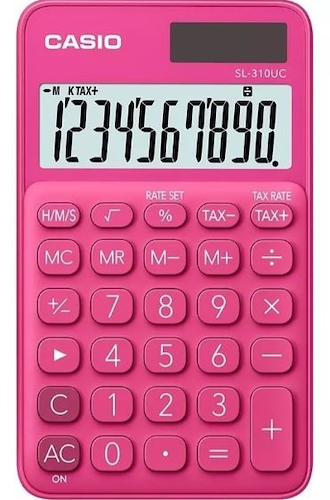 CASIO CE SL-310UC-BK Calc portatil, 10 d, disp ex gde, Calc Imp/ Tiempo /%Gcia,