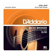 DADDARIO EJ10 Enc. p/ acustica 80/20 Bronce .010/.014/.023/.030/.039/.047