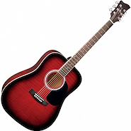 JAY TURSER JJ45F-RSB Guitarra acustica Dreadnought, Tapa flameada, cuerpo basswoo