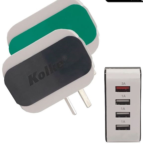 KOLKE CARG-4USB CARGADOR USB 220 VOLTS 5V 3A CON 4 PUERTOS USB