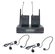 LEXSEN 2B300 Micrófono Inalámbrico DOBLE UHF BODY PACK (vincha)