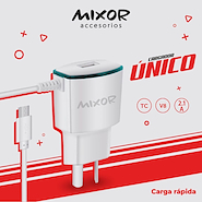 MIXOR MOD-11 V8 CARGADOR 1 USB C/ CABLE MICRO USB INCORPORADO / UNICO