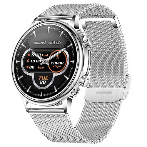 NOGA SW-08 PLATEADO RELOJ SMARTWATCH malla plateada