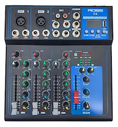 ROSS PA F-4 Mixer | 5 canales | 2 XLR/TRS + 2 TRS | Bluetooth | Reproduc