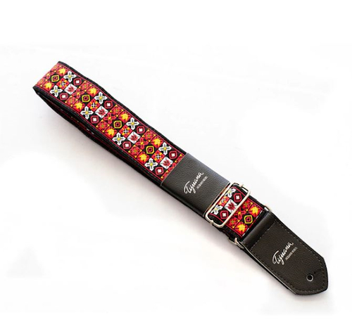 TIJUANA JACB-01 Cinta jacquard fondo negro, flor azul