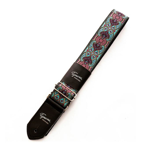 TIJUANA JACD-02 Cinta jacquard vitreaux negro y rosa