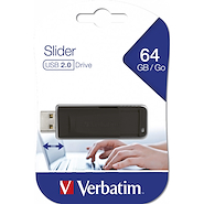 VERBATIM SLIDER-64GB PENDRIVE 64GB USB RETRACTIL NEGRO 2.0