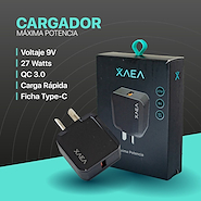 XAEA MOD-10 CARGADOR RAPIDO ( QUALCOM ) 220V CON CABLE TIPO C - 9V 27W