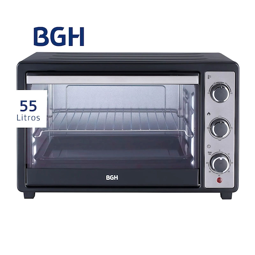 HORNO ELECTRICO  55LTS-ACERO/NEGRO-2000W-TIMER-LUZ BGH BHE55M23N