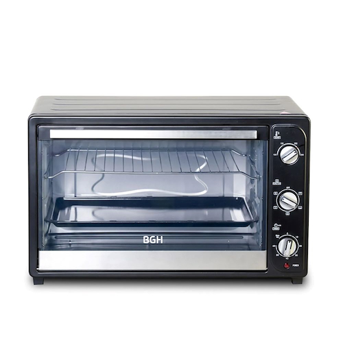 HORNO ELECTRICO  65LTS-ACERO/NEGRO-2200W-TIMER-LUZ BGH BHE65M19N