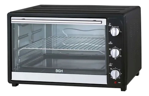 HORNO ELECTRICO  65LTS-ACERO/NEGRO-2200W-2 GRILL-TIMER LUZ BGH BHE65M19N