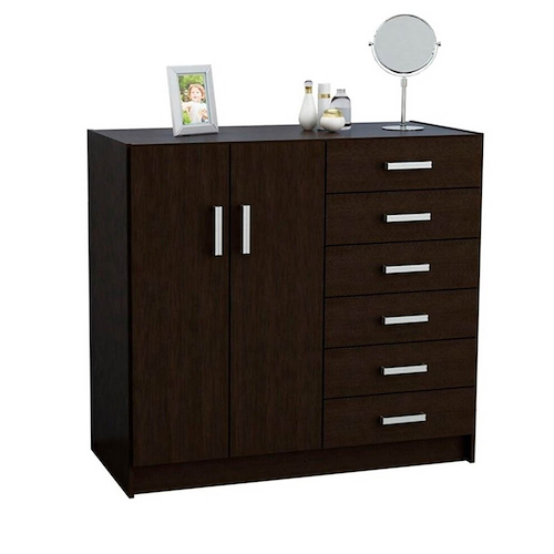 ROPERO-WENGUE-6 CAJONES-2 PUERTAS CENTRO ESTANT RNEW60W