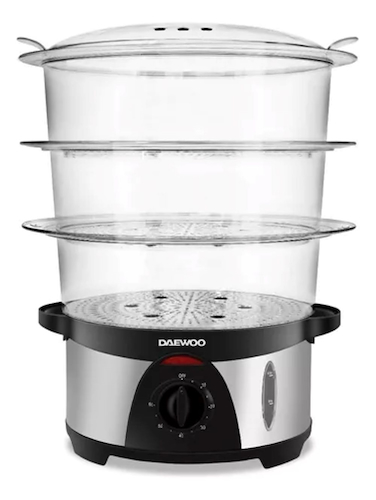 VAPORIERA-ACERO-3 BANDEJAS-TIMER 60MIN DAEWOO FS7116