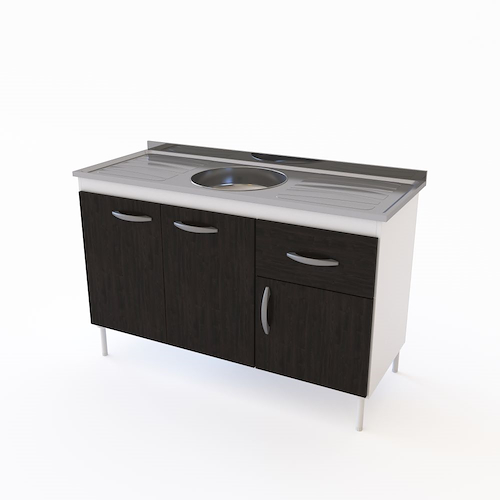 BAJO MESADA-1.20M-3 PUERTAS-1 CAJON-BLANCO/NEGRO-CORREDERA DELOS DL602BRT