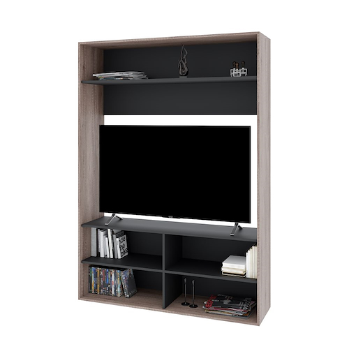MODULAR HOME TV 55-NEBRASKA NEGRO-CON ESTANTES DELOS DVS04NBN