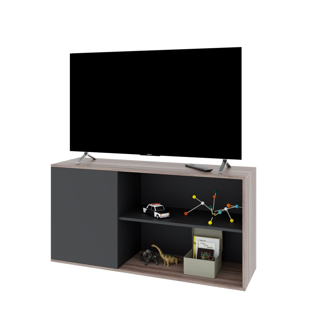 RACK TV 55-1 PUERTA-ESTANTES NEBRASKA NEGRO DELOS DVS02NBN