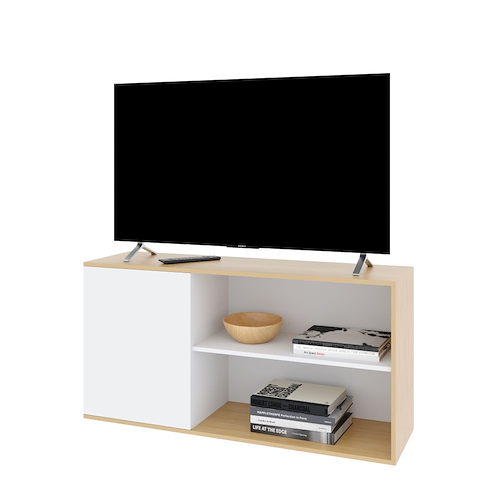RACK TV 55-1 PUERTA-ESTANTE ROBLE NATURAL BLANCO DELOS DVS02RNBN