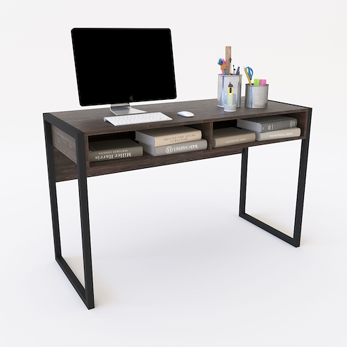 ESCRITORIO PC-1.30MTS HIERRO-MADERA-ROBLE TERMO NEGRO DELOS DST23RT